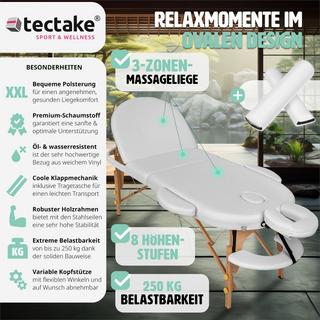 Tectake Table de massage ovale 3 zones avec rembourrage de 5cm et châssis en bois et rouleaux  