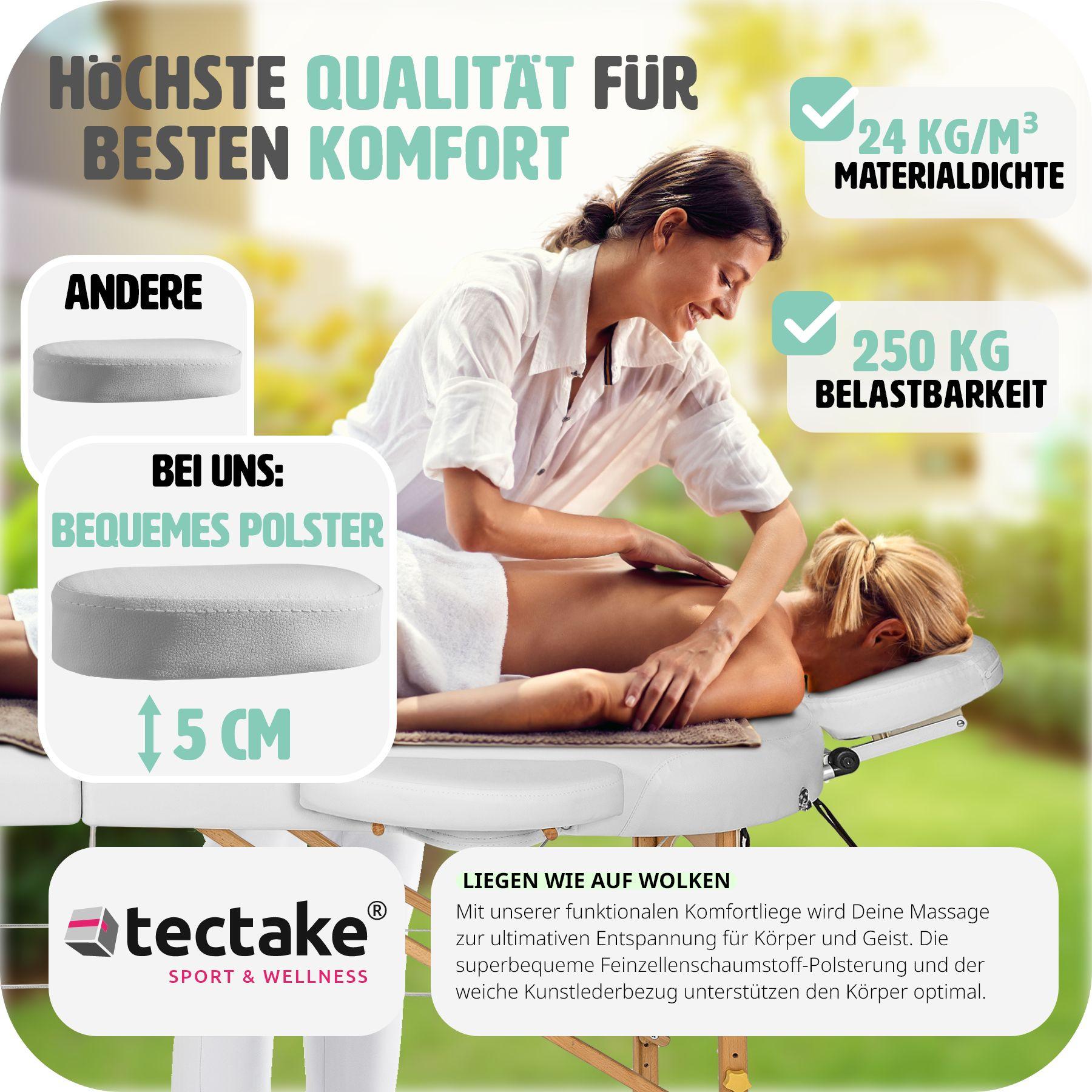 Tectake Table de massage ovale 3 zones avec rembourrage de 5cm et châssis en bois et rouleaux  