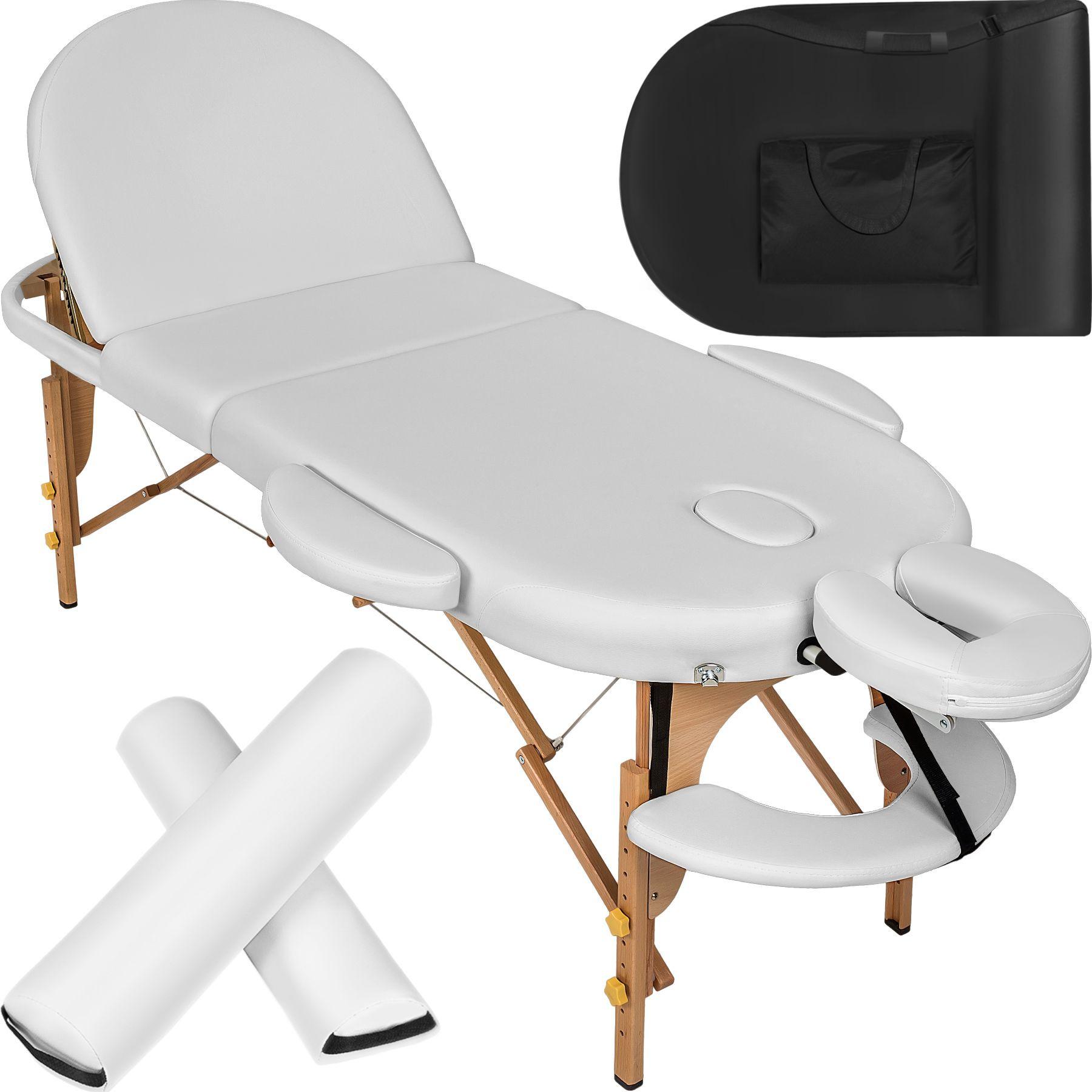 Image of 3 Zonen Massageliege Oval Mit 5cm Polsterung, Rollen Und Holzgestell Unisex Weiss ONE SIZE