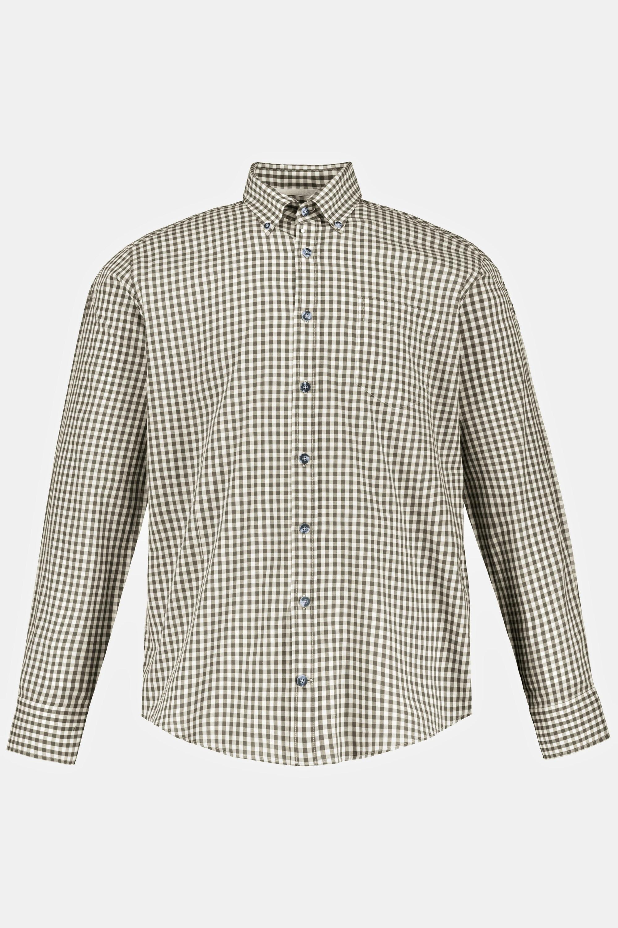 JP1880  Chemise à carreaux de tenue bavaroise traditionnelle - manches longues et col boutonné, coupe Modern Fit - jusqu'au 8 XL 