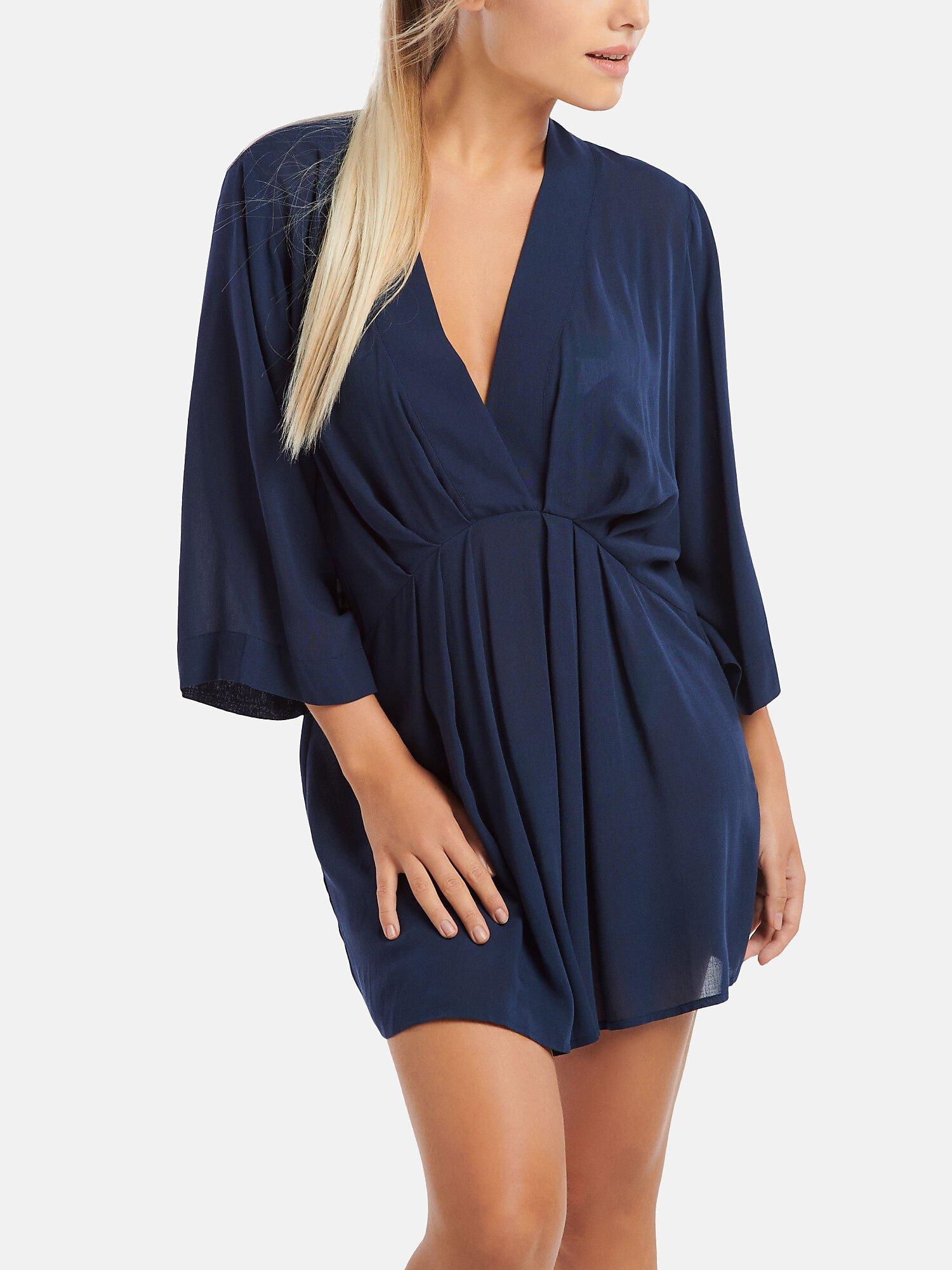Image of Strandtunika Dreiviertel-ärmel Panama Unisex Blau XXL