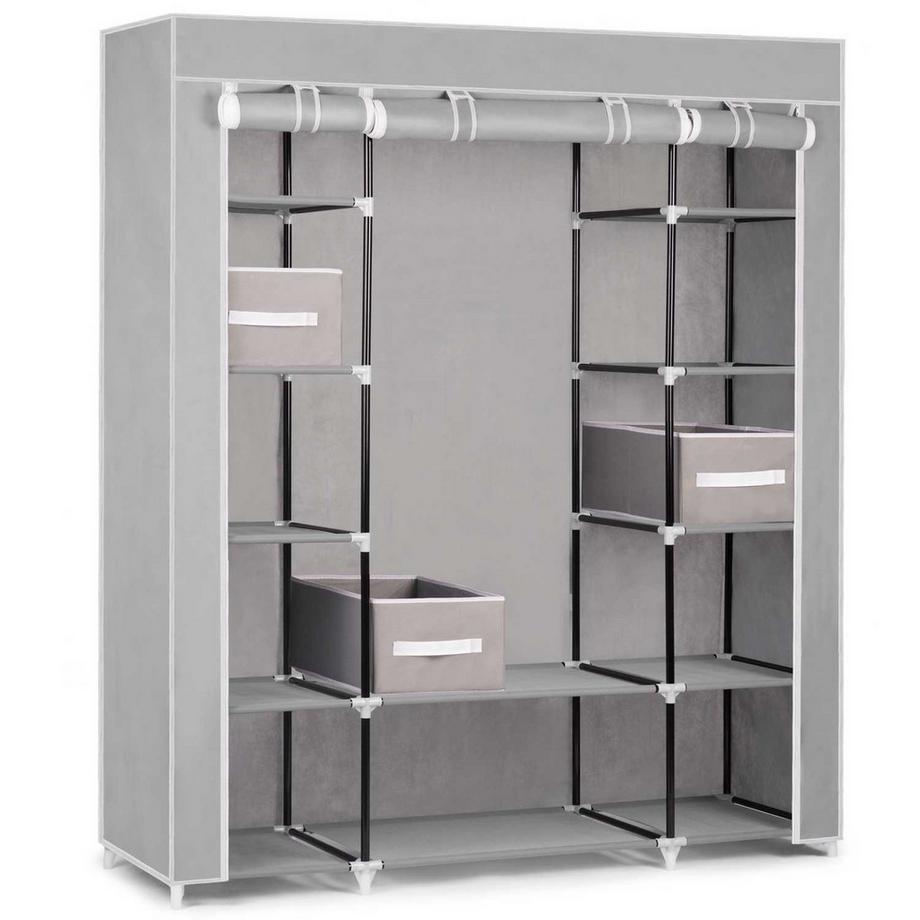 B2X Grande armoire textile avec tiroirs Massido - gris  