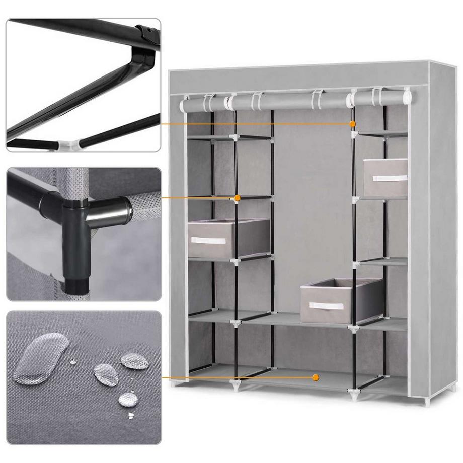 B2X Grande armoire textile avec tiroirs Massido - gris  