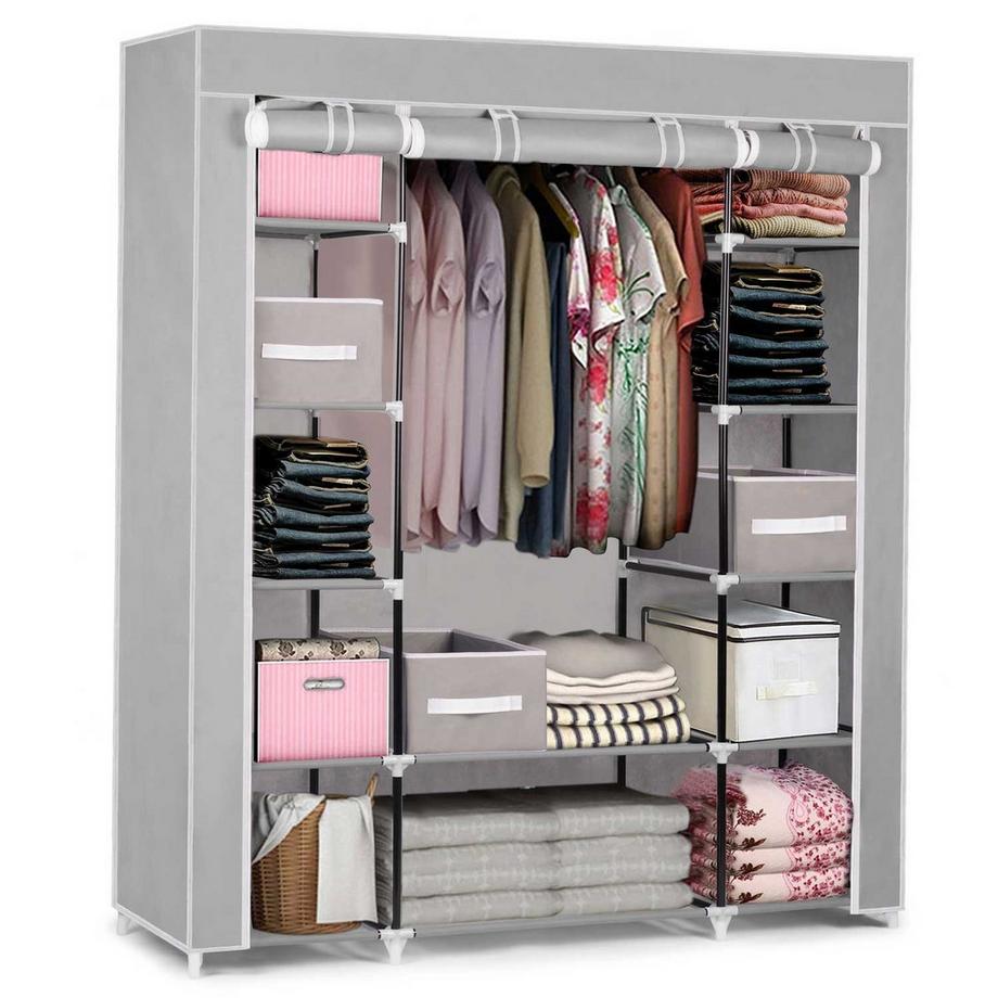 Grande armoire textile avec tiroirs Massido - gris