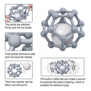 Activity-board  Babyrassel-Beißring für Babys zum Greifen und Kauen, weicher sensorischer Beißring aus Silikon 
