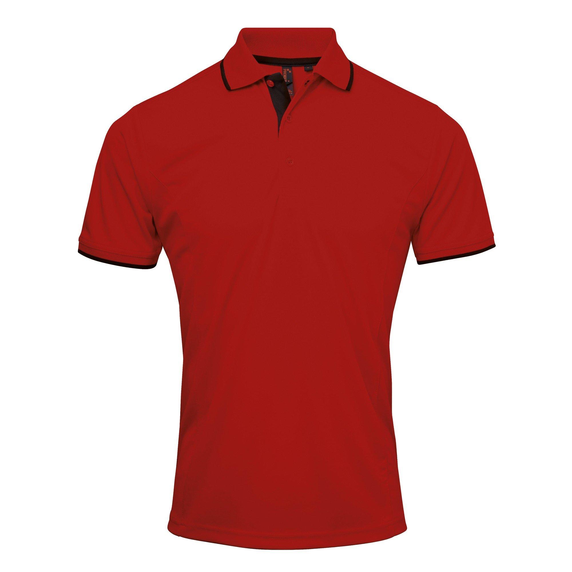 Image of Kontrast Coolchecker Polo Shirt Herren Rot Bunt XL