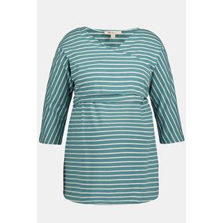 Ulla Popken  T-shirt cache-cœur Bellieva, encolure V, empiècement allaitement, manches longues, GOTS 