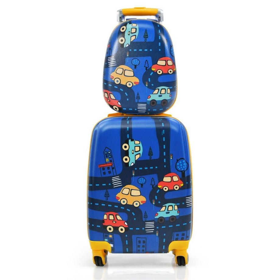 Northix  2-teiliges Kinderkoffer-Set Hartschalenkoffer & Rucksack 33 x 22 x 51 cm Dunkelblau 