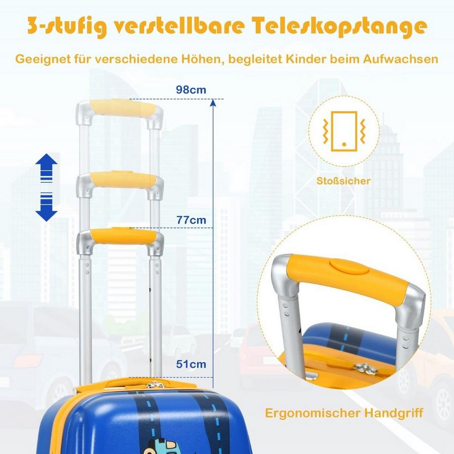 Northix  2-teiliges Kinderkoffer-Set Hartschalenkoffer & Rucksack 33 x 22 x 51 cm Dunkelblau 