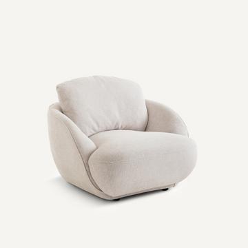 Fauteuil boule XL tissu coton chiné