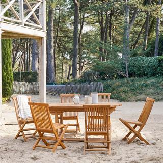 Tikamoon Ensemble de jardin ovale en acacia massif 6 chaises Capri  