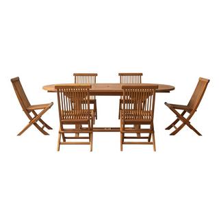 Tikamoon Ensemble de jardin ovale en acacia massif 6 chaises Capri  