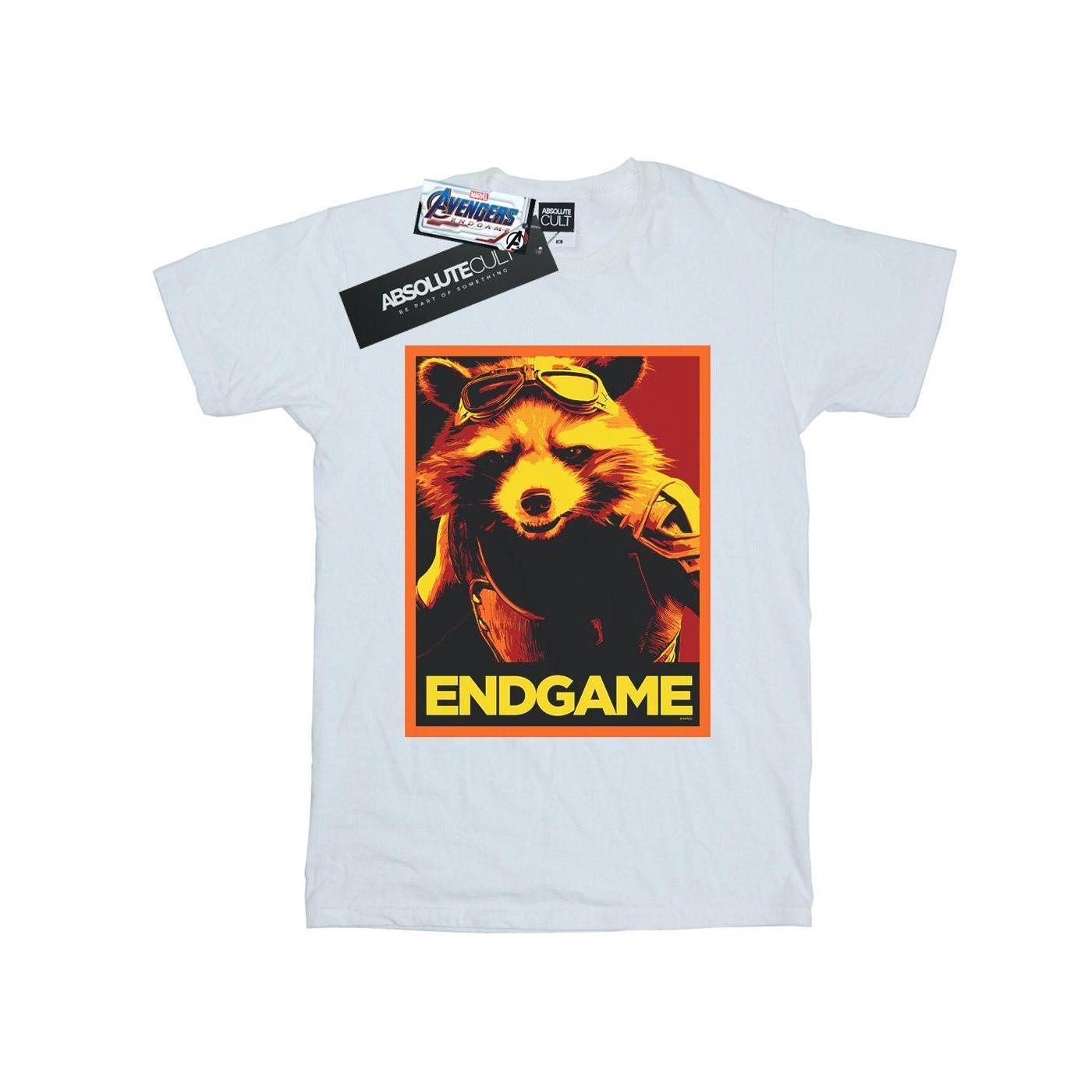 Image of Avengers Endgame Rocket Poster Tshirt Damen Weiss XL