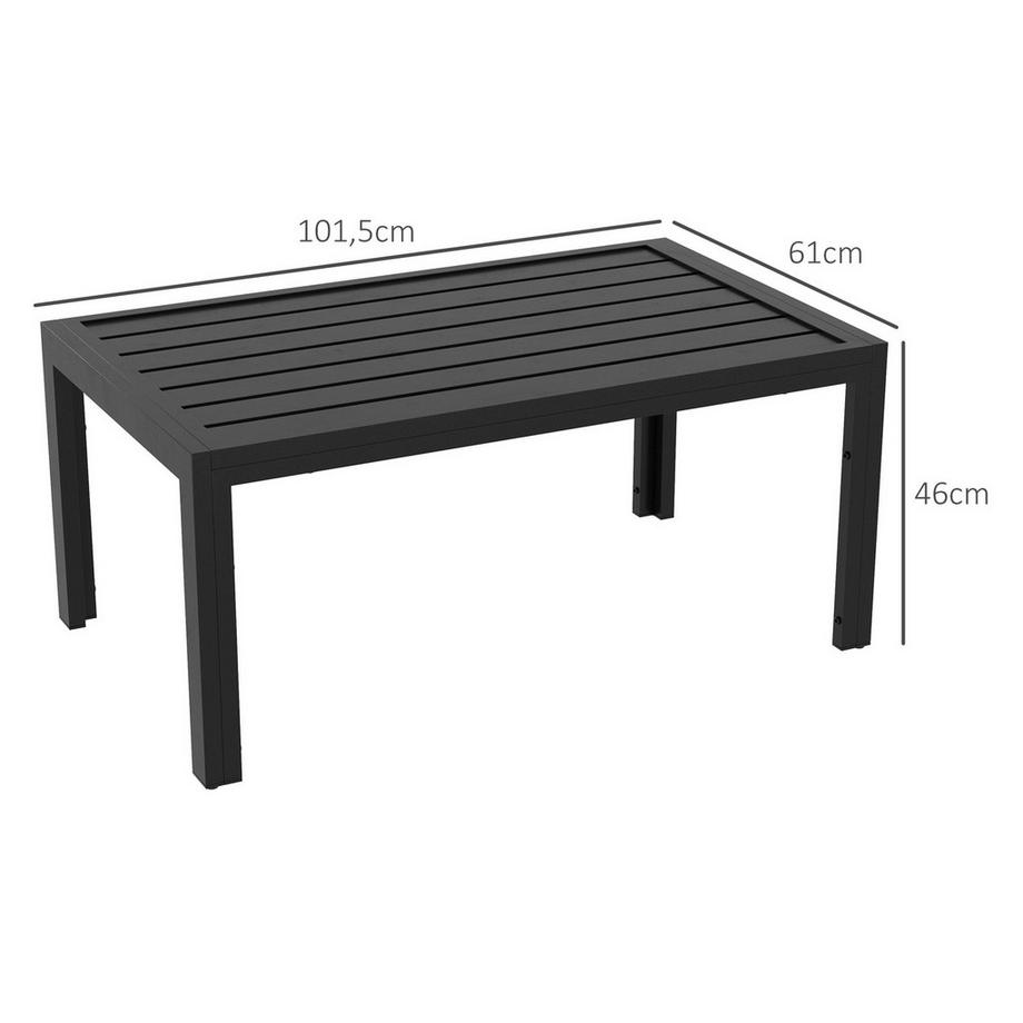 Northio Beistelltisch Balkontisch aus Stahl Rechteckig Kaffeetisch wetterfest Gartentisch pflegeleicht Sofatisch Outdoor Tisch für Balkon Garten Terrasse Veranda Wohnzimmer, 101,5x61x46 cm Schwarz |  