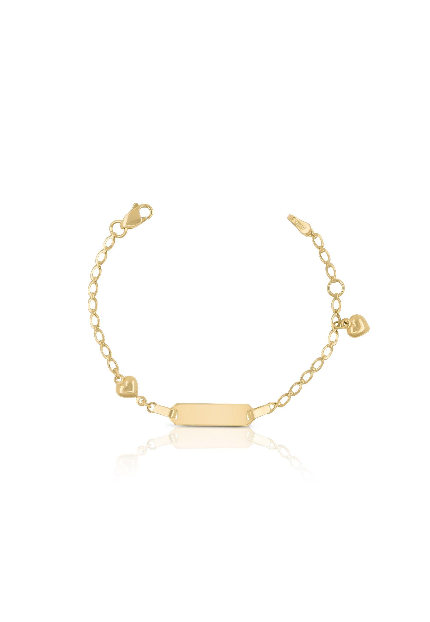 MUAU Schmuck  Bébé Bracelet Fantasie Herzli Gelbgold 750, 14cm Gravurplatte 2cm 