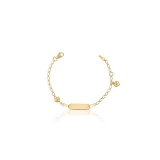 MUAU Schmuck  Bébé Bracelet Fantasie Herzli Gelbgold 750, 14cm Gravurplatte 2cm 