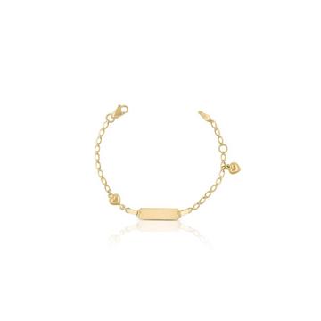 Bébé Bracelet Fantasie Herzli Gelbgold 750, 14cm Gravurplatte 2cm