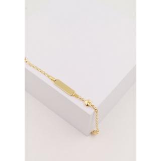 MUAU Schmuck  Bébé Bracelet Fantasie Herzli Gelbgold 750, 14cm Gravurplatte 2cm 