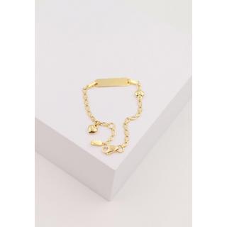 MUAU Schmuck  Bébé Bracelet Fantasie Herzli Gelbgold 750, 14cm Gravurplatte 2cm 