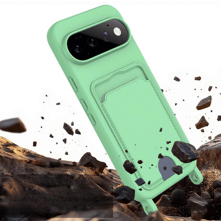 Cover-Discount Custodia in silicone per Google Pixel 11 Pro con portacarte e tracolla  