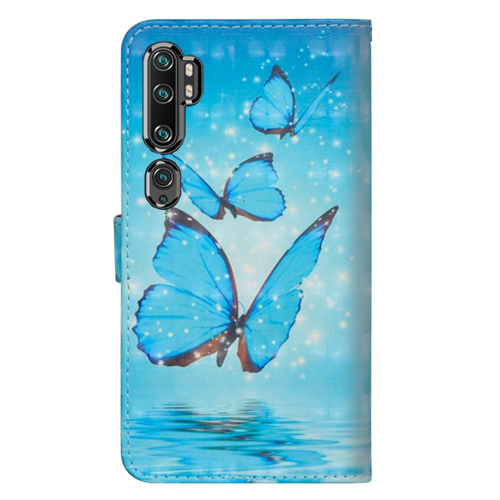 Cover-Discount  Xiaomi Mi Note 10 / 10 Pro - Etui papillons effet paillettes bleu 