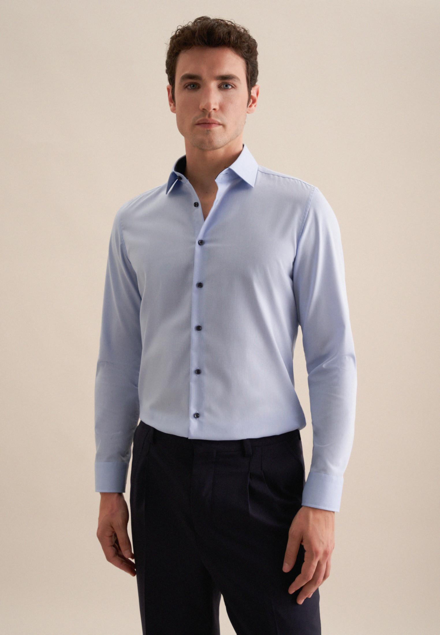 Image of Business Hemd Slim Fit Langarm Uni Herren Hellblau 40