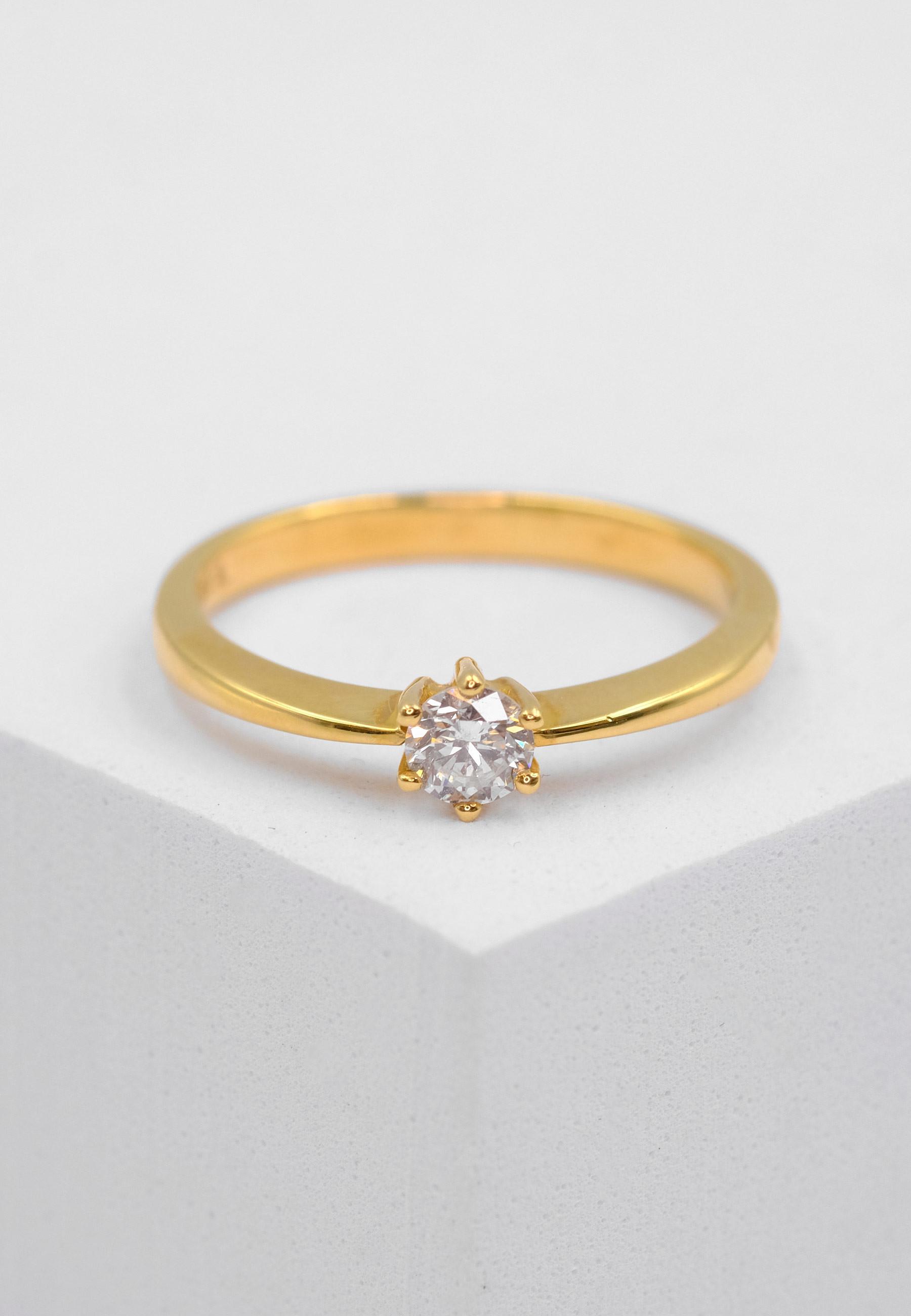 MUAU Schmuck  Solitaire Ring Diamant 0.25ct. Gelbgold 750 