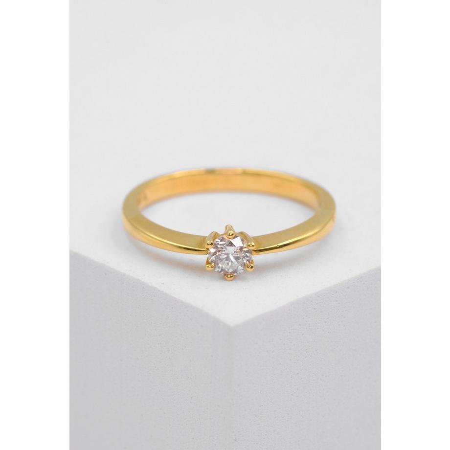 MUAU Schmuck  Solitaire Ring Diamant 0.25ct. Gelbgold 750 