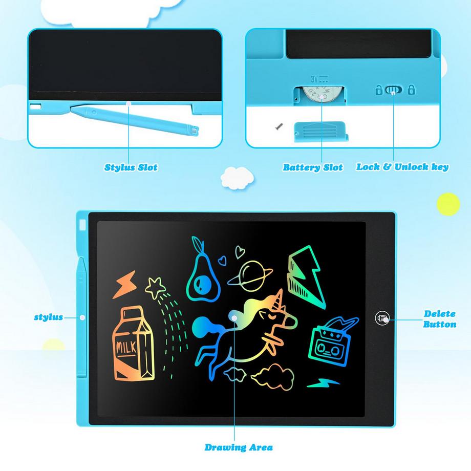 Activity-board  Tableau d'écriture LCD tableau magique pour enfants avec stylo, corde élastique, protection des yeux tableau de dessin avec fonction de verrouillage et d'effacement 