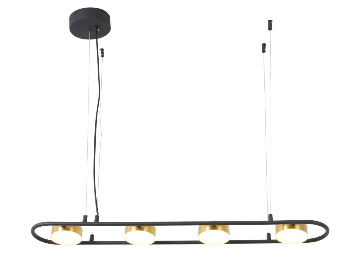 Vente-unique Lampadario LED 4 faretti L. 85 cm in Metallo e Alluminio Nero e Dorato - GRIMBSY  