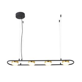 Vente-unique Lampadario LED 4 faretti L. 85 cm in Metallo e Alluminio Nero e Dorato - GRIMBSY  