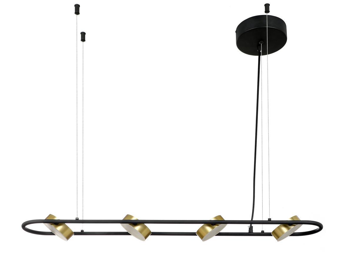 Vente-unique Lampadario LED 4 faretti L. 85 cm in Metallo e Alluminio Nero e Dorato - GRIMBSY  