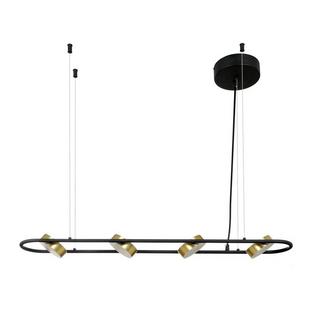 Vente-unique Lampadario LED 4 faretti L. 85 cm in Metallo e Alluminio Nero e Dorato - GRIMBSY  