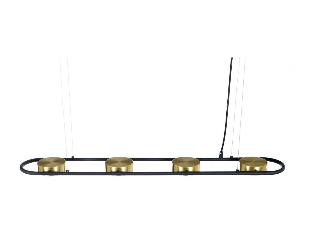 Vente-unique Lampadario LED 4 faretti L. 85 cm in Metallo e Alluminio Nero e Dorato - GRIMBSY  