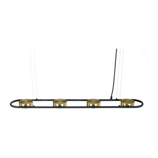 Vente-unique Lampadario LED 4 faretti L. 85 cm in Metallo e Alluminio Nero e Dorato - GRIMBSY  