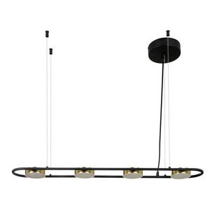 Vente-unique Lampadario LED 4 faretti L. 85 cm in Metallo e Alluminio Nero e Dorato - GRIMBSY  