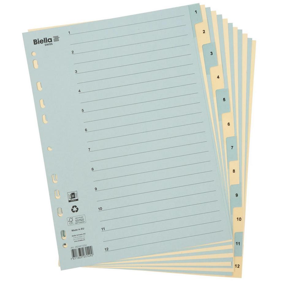 Biella BIELLA Register Karton farbig A4 462441.00 1-12  