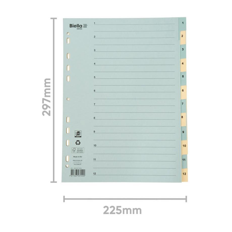 Biella BIELLA Register Karton farbig A4 462441.00 1-12  