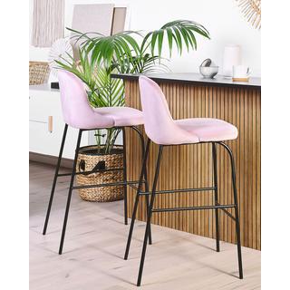 Beliani Lot de 2 chaises de bar en Velours Moderne NEKOMA  