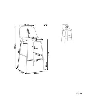 Beliani Set di 2 sedie alte en Velluto Moderno NEKOMA  