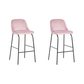 Beliani Lot de 2 chaises de bar en Velours Moderne NEKOMA  