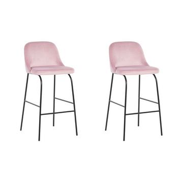 Lot de 2 chaises de bar en Velours Moderne NEKOMA