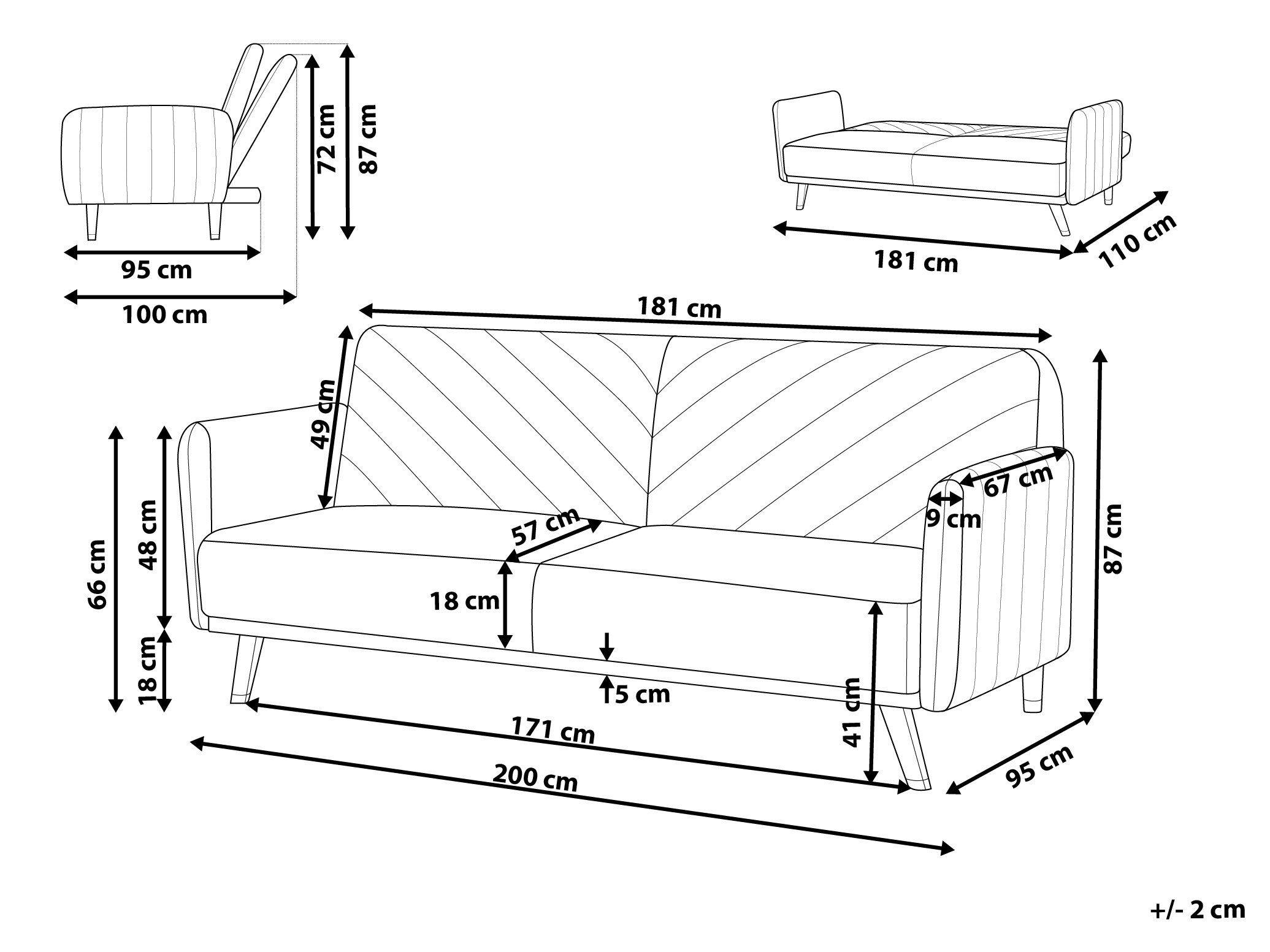 Beliani Schlafsofa aus Samtstoff Retro SENJA  