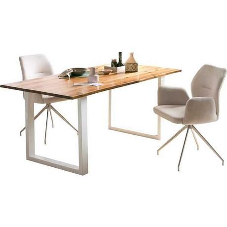 mutoni Table à manger acacia blanc pied U 140x80  