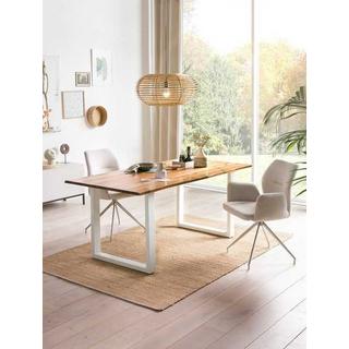 mutoni Table à manger acacia blanc pied U 140x80  