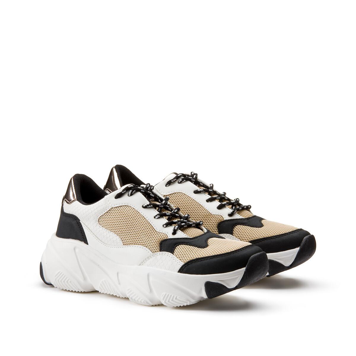 Image of Sneakers Mit Dicker Sohle Und Schnürung Damen Weiss 37