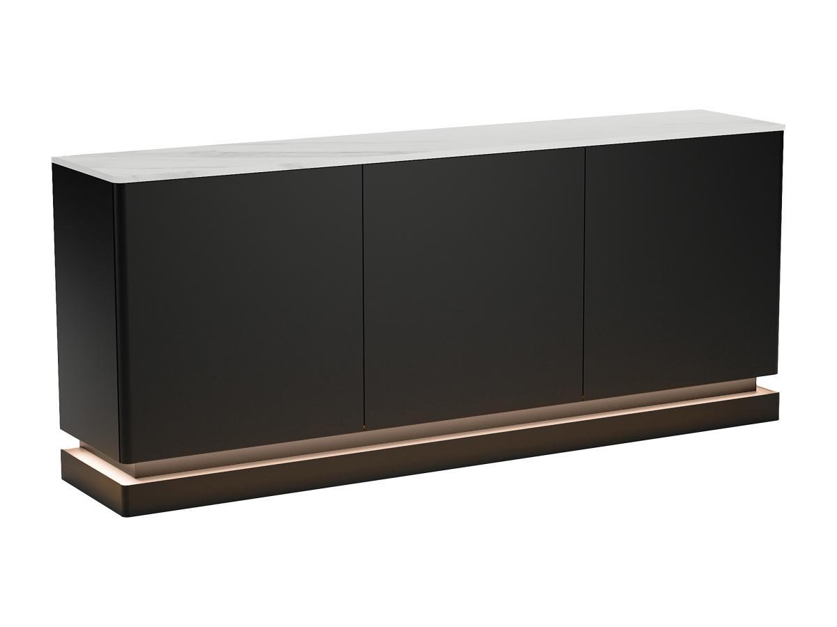 Image of Sideboard Mit 3 Türen - Mit Led-beleuchtung - Mdf - Schwarz &e Marmor-optik - Devika Von Pascal Morabito Unisex Schwarz ONE SIZE