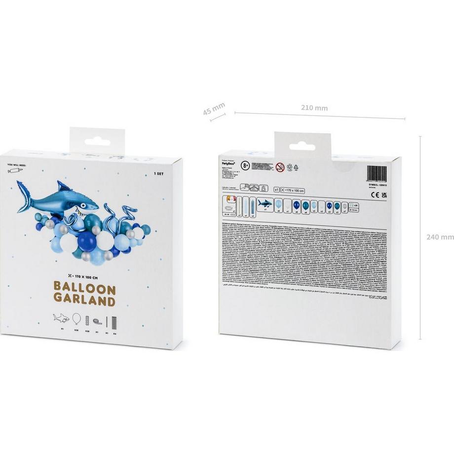 PartyDeco  Luftballon Hai, 15-teilig 