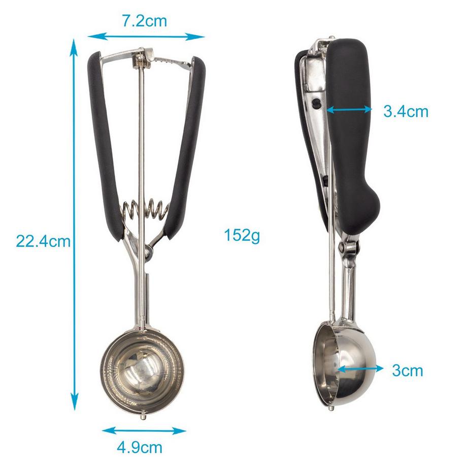 Intirilife Intirilife Cuillère à glace en acier inoxydable avec manche noir  