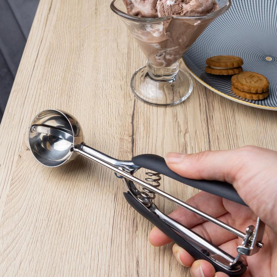 Intirilife Intirilife Cuillère à glace en acier inoxydable avec manche noir  